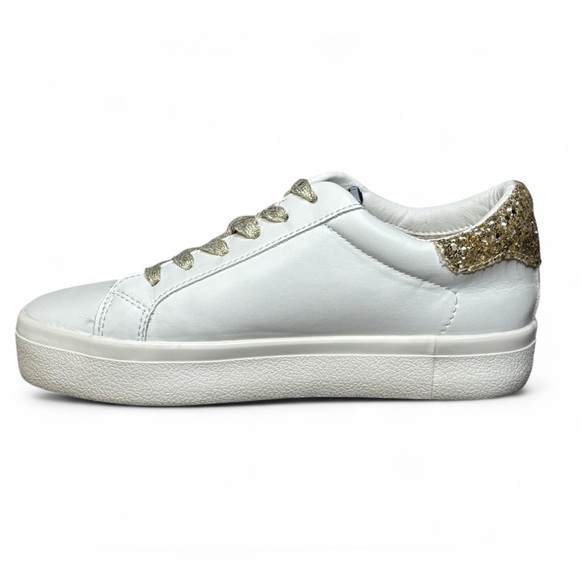 Vintage Havana Platform Sneakers Women’s 6 – White Leather, Gold Glitter Heel - Picture 7 of 8